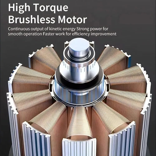 Brushless motor fan housing with copper-toned fins for cordless driver