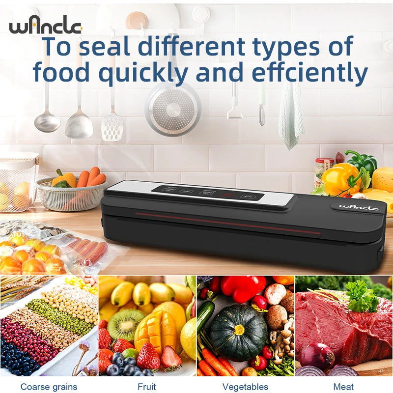 Wancle Food Sealer Machine Automatic Plastic Bags Sealer 60Kpa With External Vacuum System Dry Mosit Preservation Modes,220V