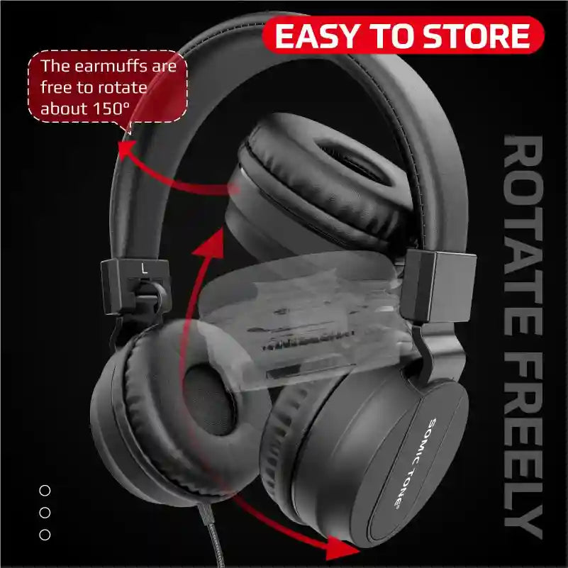 Wired Over Ear Headphones ST900 with HiFi Stereo Sound and Mic Tidesmit