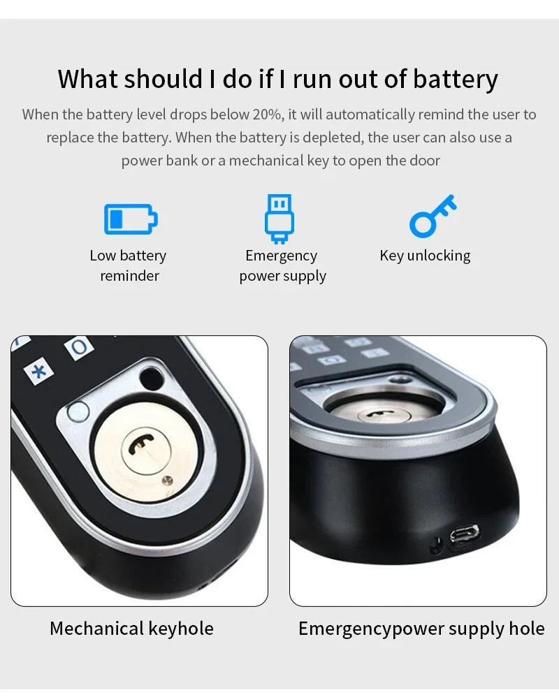 Bluetooth Tuya App Fingerprint Smart Door Lock Gate Password RFID Card Rim Bolt Lock Electronic Door Lock
