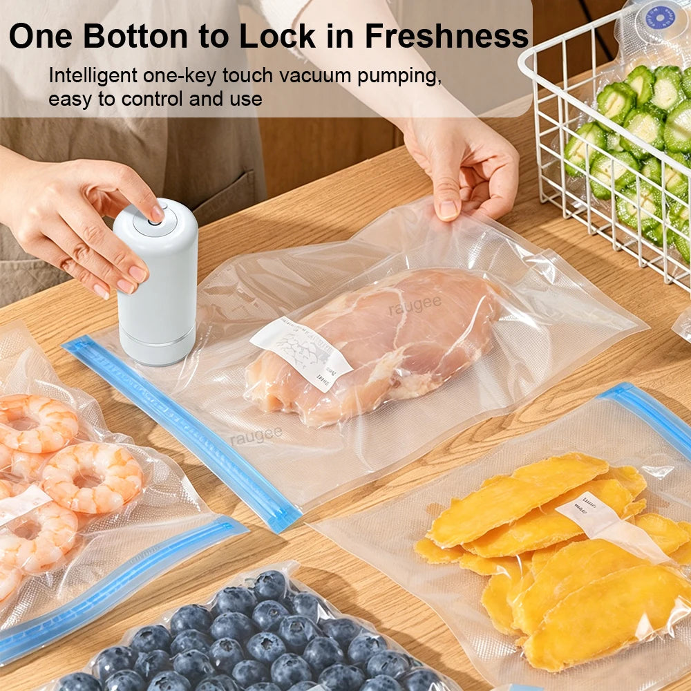 Vacuum Sealer Pump Mini Electric Air Pump Rechargeable Sealer Handheld Food Sealing Pump with Reusable Food Vacuum Packaging Bag