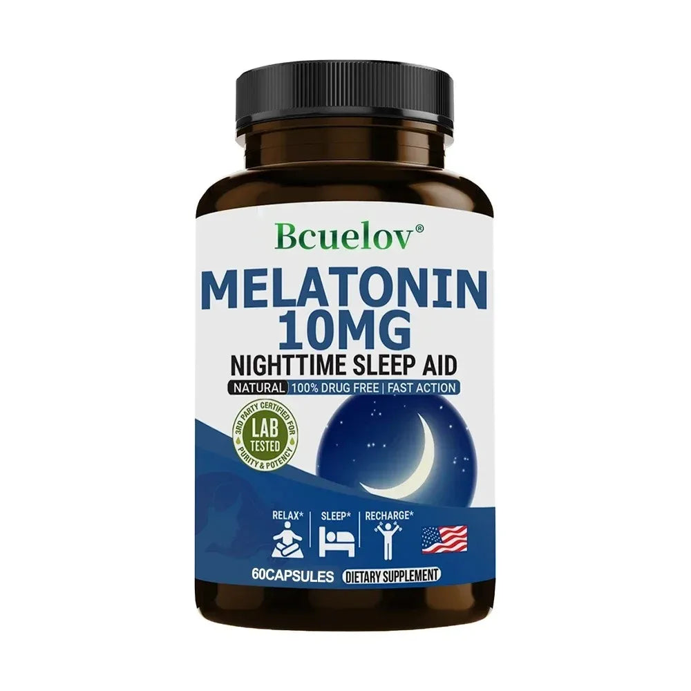Super Melatonin Capsules 10 Mg - Fall Asleep Naturally, Fight Insomnia, Boost Immunity, Improve Sleep Quality