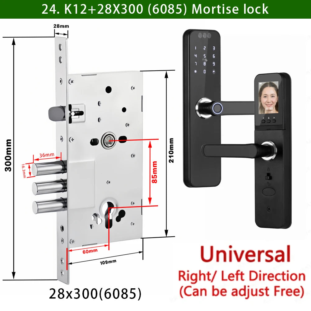 CDOK K12 Tuya WiFi smart door lock, remote unlocking, with cat-eye camera and face unlocking