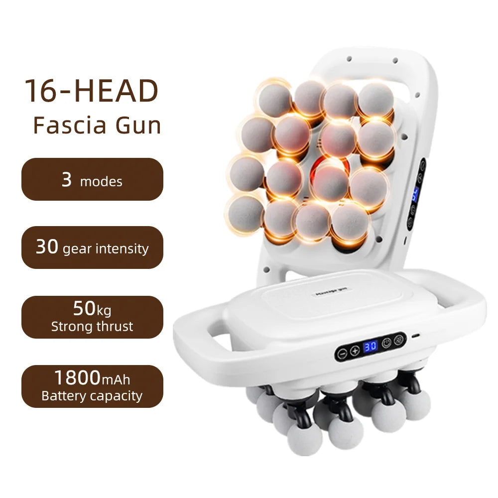 Deep Tissue Massage Gun - 16-Head Portable Electric Massager Body Shaping Massage Equipment Tidesmit