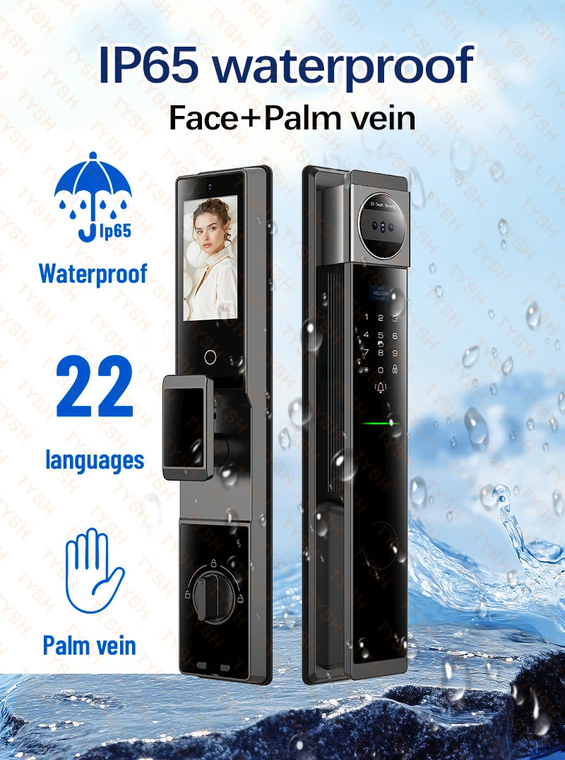Face Real-time Intercom Smart Door Lock Biometric Electronic Security Camera Intelligent Fingerprint Password Key Unlock