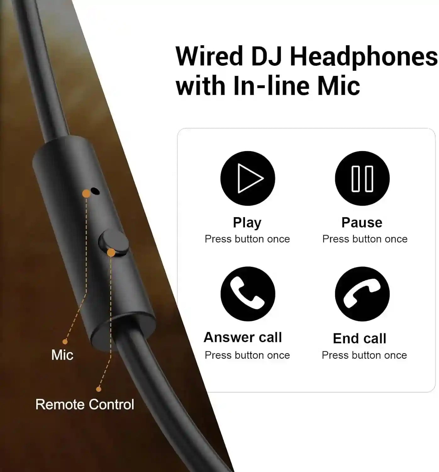 Wired Over-Ear Studio Monitor Headphones with Mic - Tidesmit Pro 10 Tidesmit
