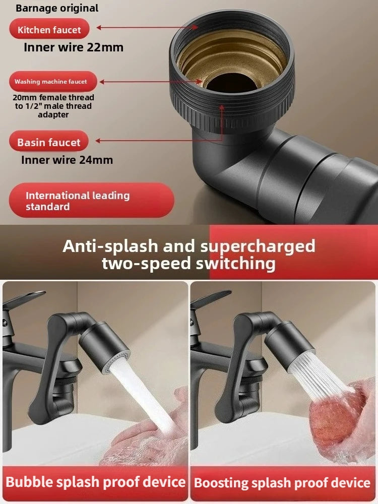 Robotic Arm Universal Faucet Extender Rotatable Nozzle Washbasin Multi-functional Universal Connector Splash-proof Artifact