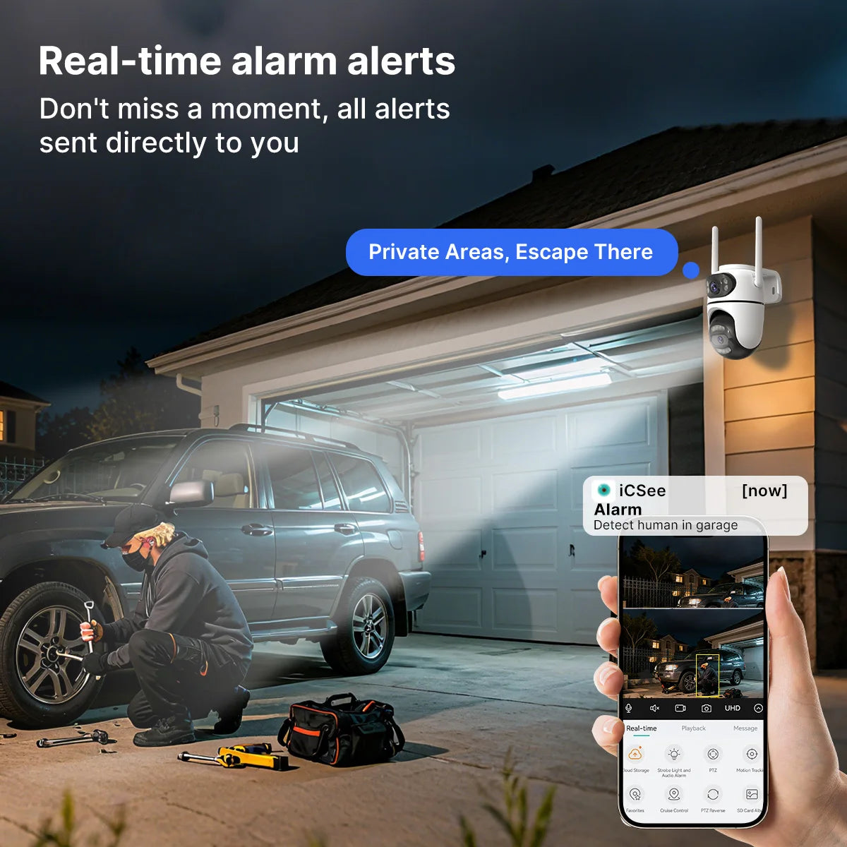 8MP 4K HD Wifi PTZ Camera iCsee APP Dual Lens Dual Screens Video Surveillance IP Camera Ai Tracking Outdoor Home Security CCTV