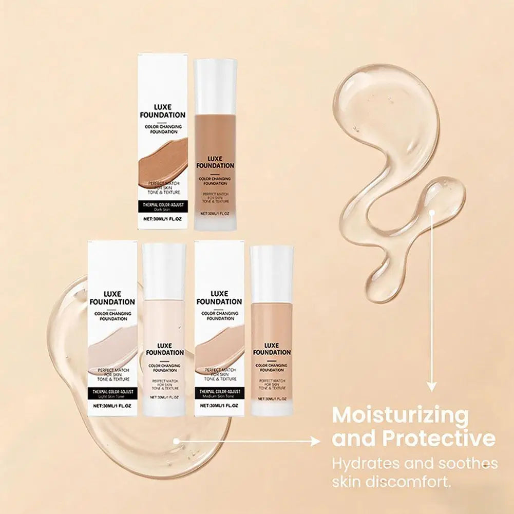 Tidesmit thermal color changing liquid foundation detail view showing matte oil control and intelligent tone match