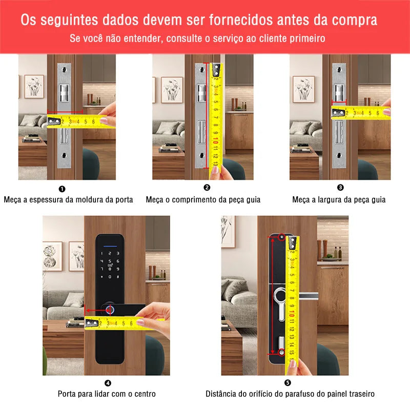 Smart Door Lock With Electronic Biometric Fingerprint Smart Card Password Key Unlock USB Tuya APP Emergency Charge lock