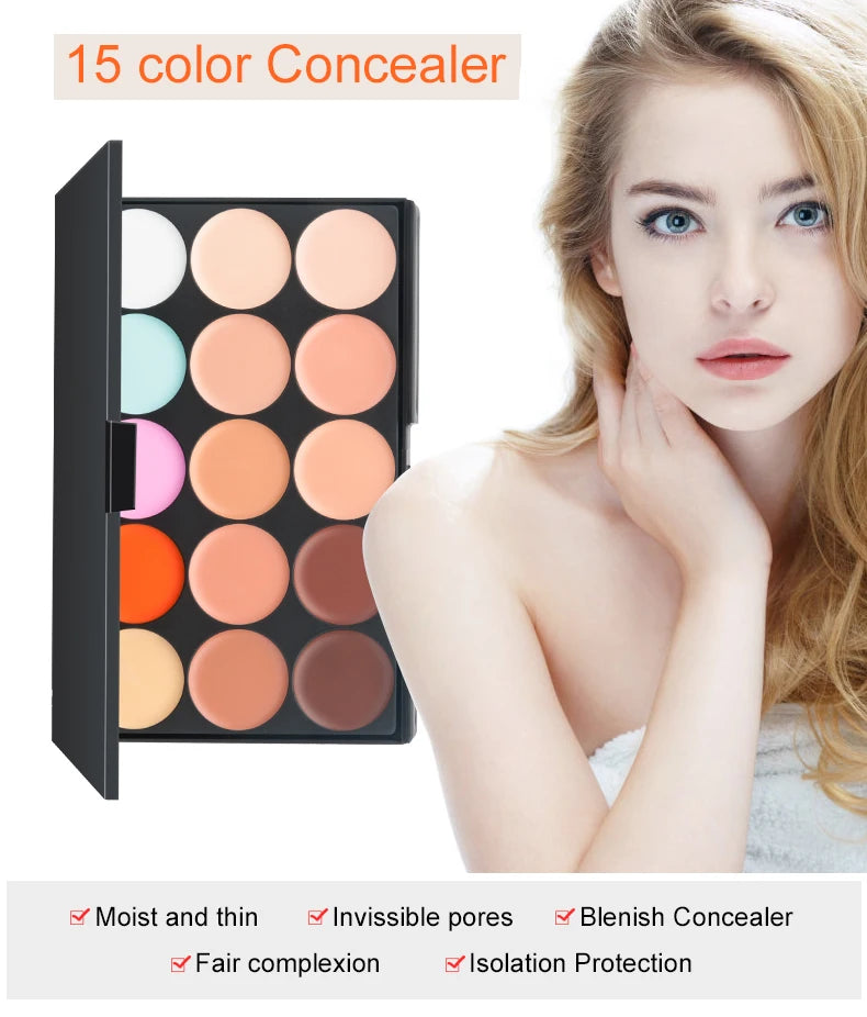 Tidesmit 15 color multifunction concealer palette texture close up for covering acne marks and dark circles