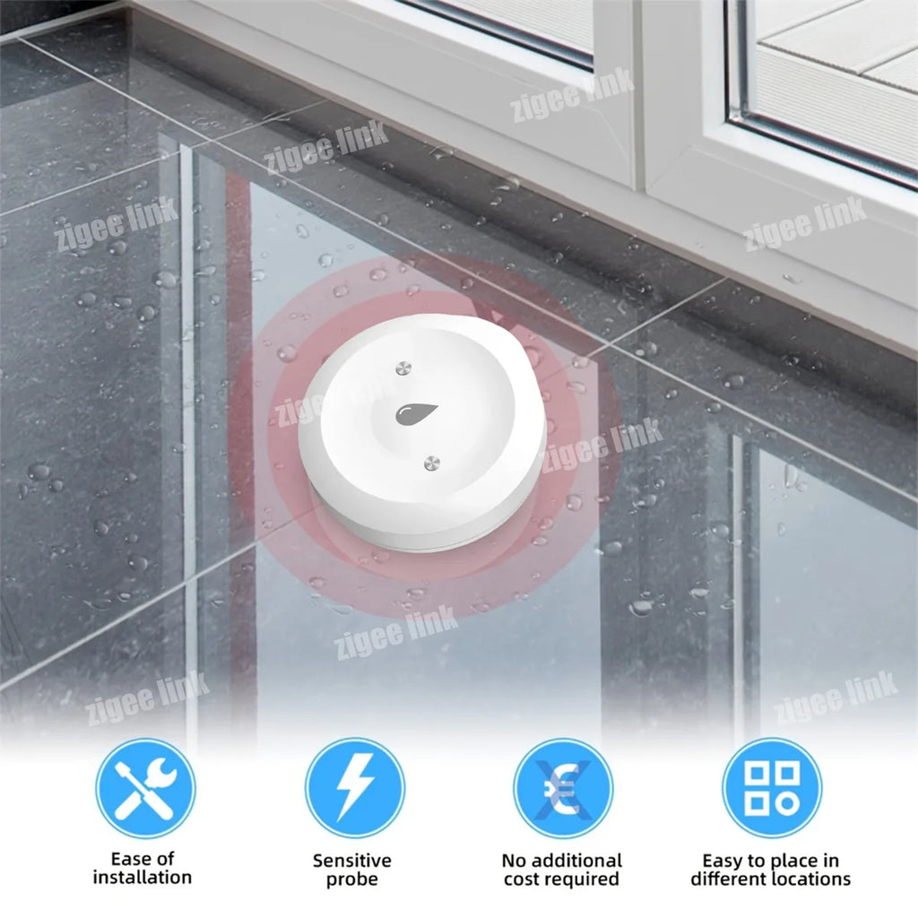 Smart Water Leak Sensor ZigBee 3.0 Flood Alarm for Home Automation Tidesmit
