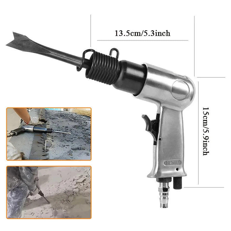 3/8'' 150mm Air Hammer Professional Handheld Pistol Gas Shovels Small Rust Remover Air Shovel Pneumatic Tools with 4 Chisels