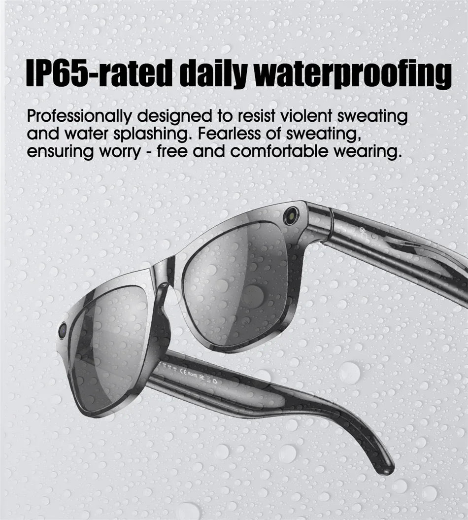 Smart Glasses with AI Camera and 1080P HD Bluetooth Audio Tidesmit
