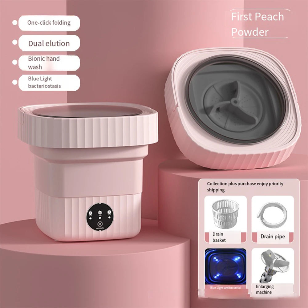 Tidesmit 11L 6L portable mini washing machine with drain basket for camping and apartment use, side profile view.