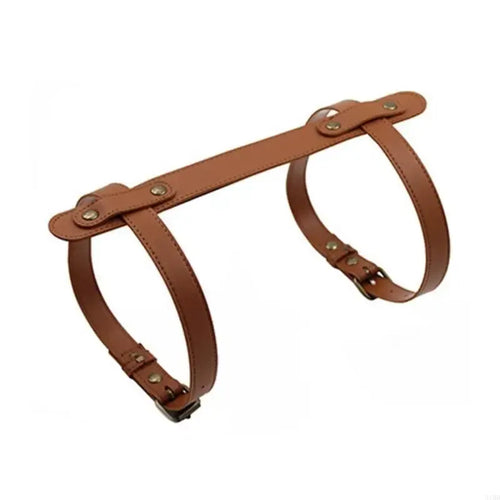 Yoga mat carrier strap for smart yoga mats, camping blankets, and motorcycle bedrolls, side angle view.