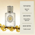 Hope Christine Osmanthus 50ml perfume for women. Long-lasting floral scent in a ribbed glass bottle with apricot notes.