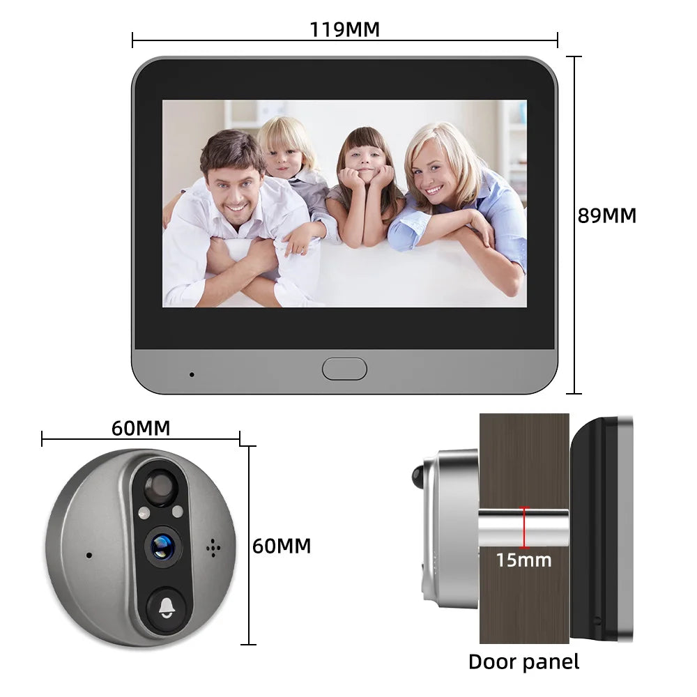 4.3'' IPS Screen Smart life/Tuya APP 2.4G 3MP Wireless wifi Video Intercom Doorbell eye PIR High-definition Visual Monitoring