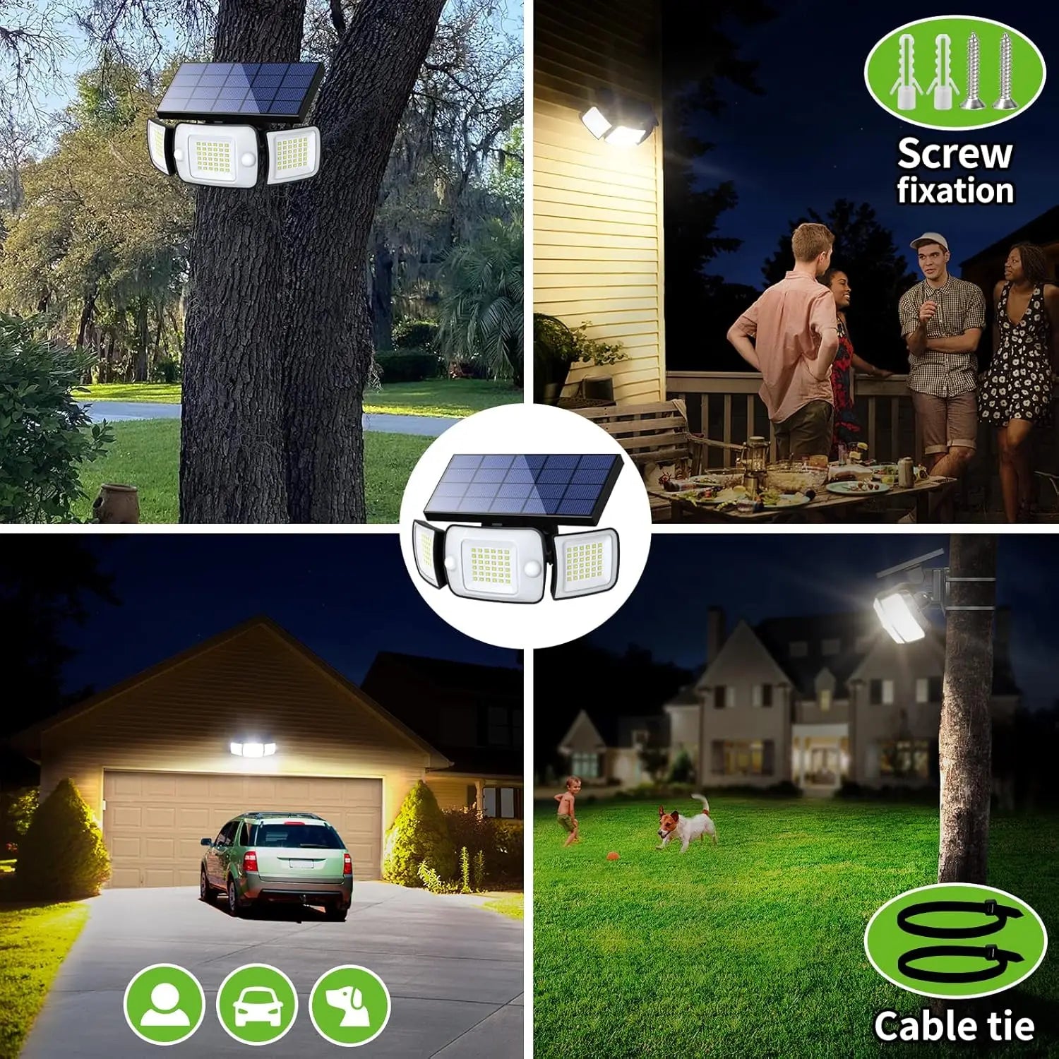 Intelamp Outdoor Solar Lights 4000mAh Battery With Two Motion Sensor 1200LM Bright IP65 Wall Lamp For Garden Yard Path Garage