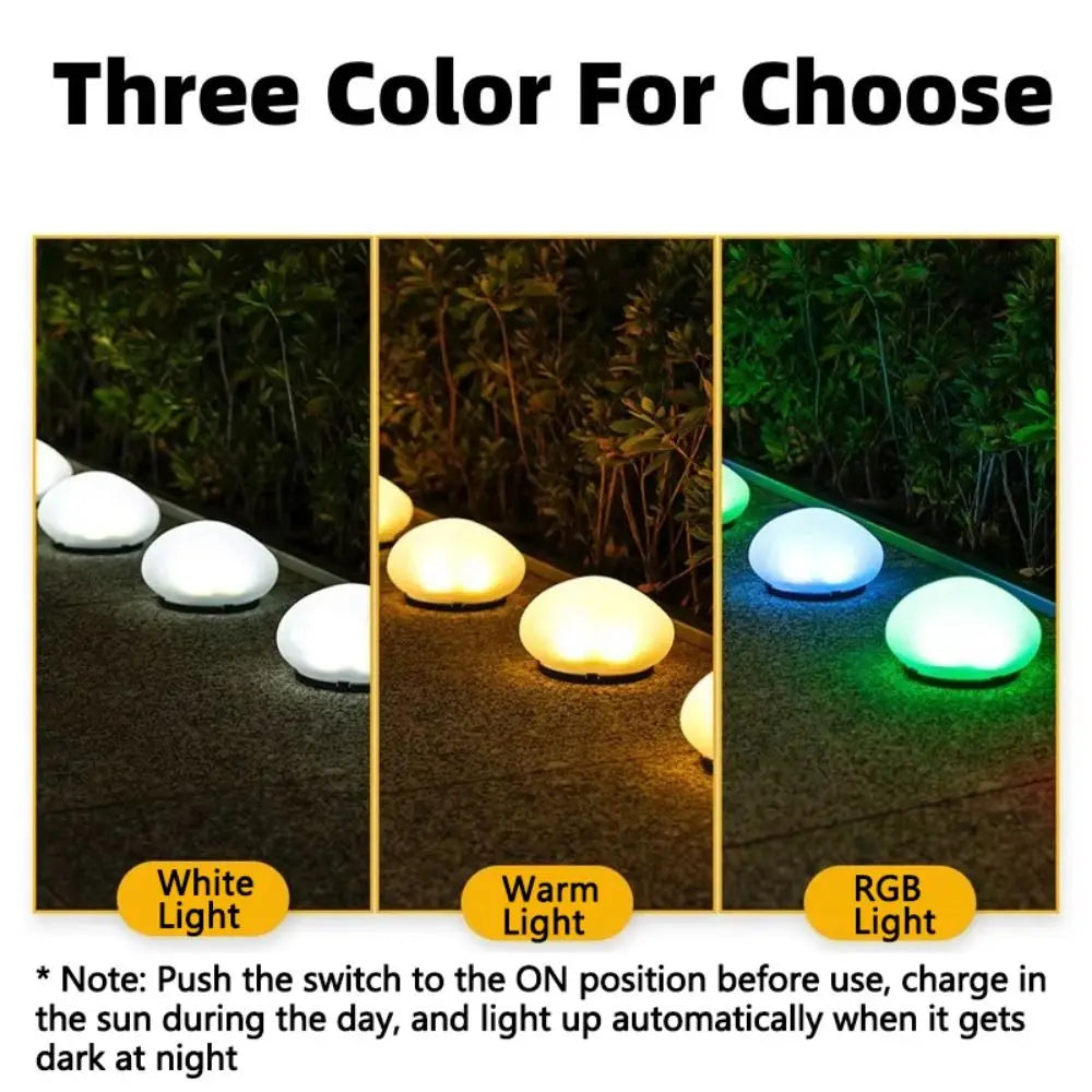 Solar Stone Light Frosted Glass Ground Lamp Outdoor Waterproof Lantern for Garden Green Light Lawn Courtyard Decorative Lamp