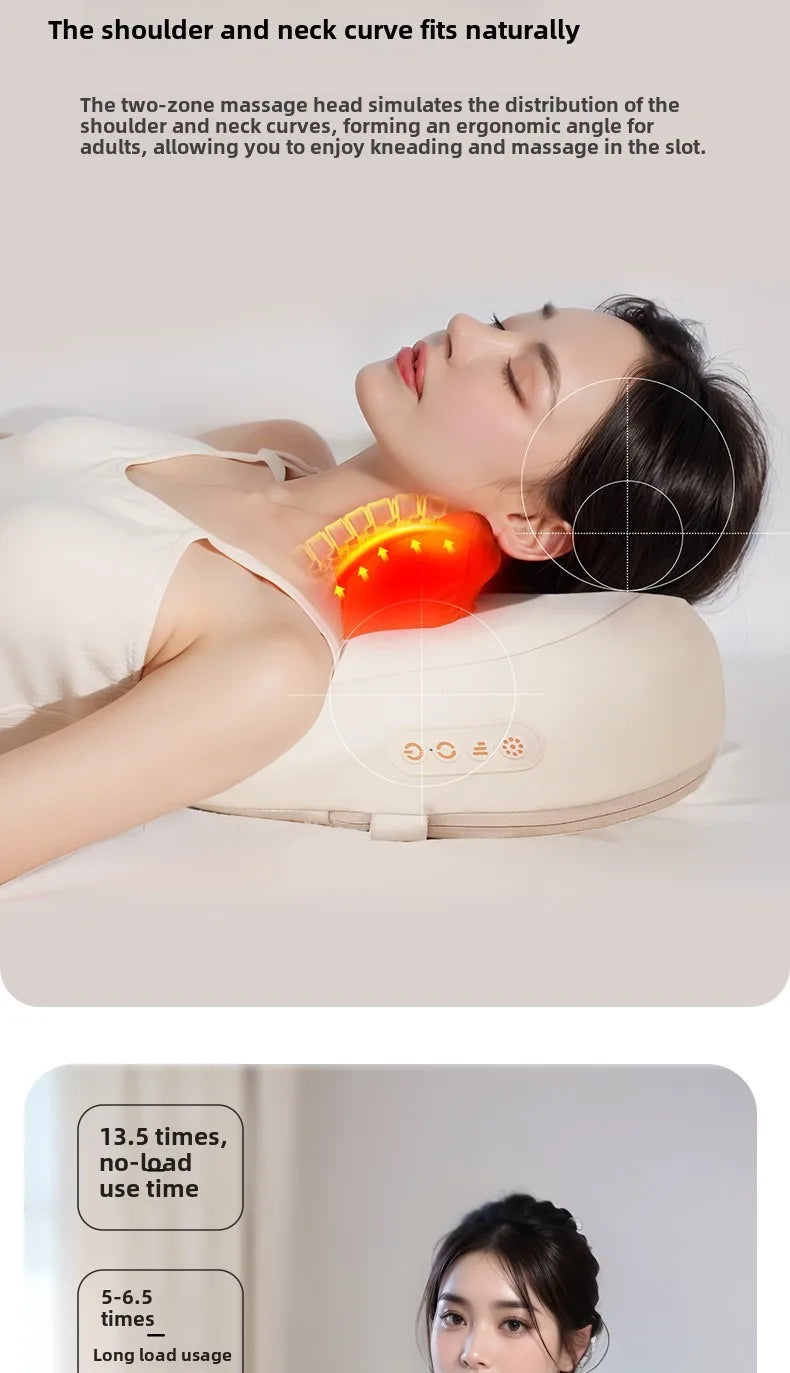 Electric Massager Neck Pillow - Portable Deep Tissue with Heat Therapy Massage Cushion Tidesmit