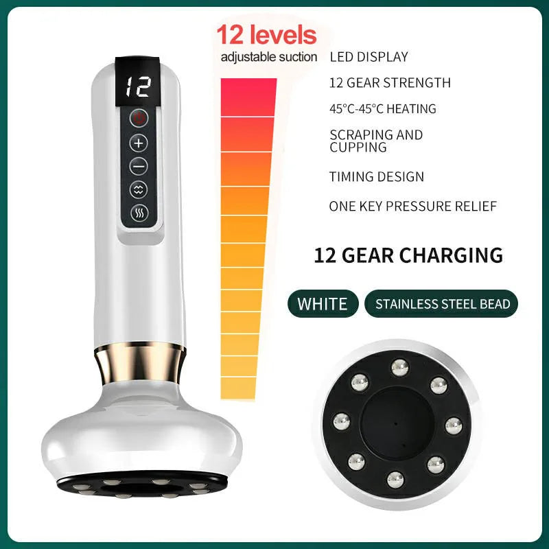 Electric Cupping Massager with Infrared Heat - 12 Gear Muscle Relief Body Shaping Massage Equipment Tidesmit
