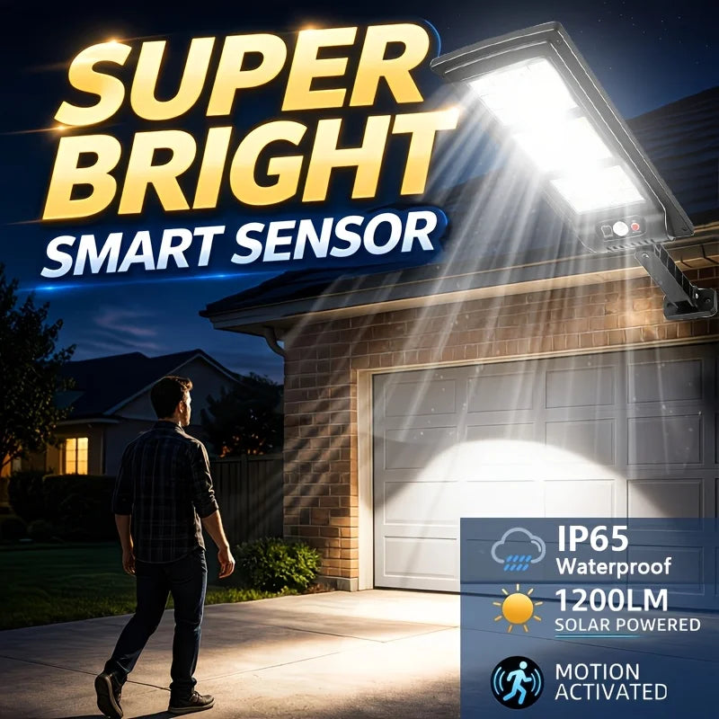 6000K Brightness Solar LED Street Light with 666 Lamp Beads, Built-In Infrared Sensor for Automatic Lighting. Solar-Powered with Zero Electricity Cost, Ideal for Garage And Street Lighting