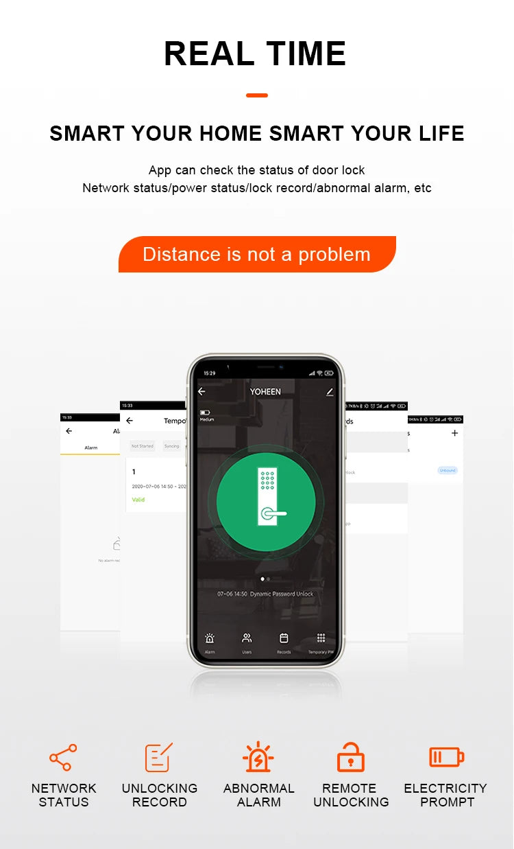 TUYA APP Compatible Smart Life App Unlock Smart Door Lock for Home Wood Door with Fingerprint Handle Combination Rfid Card