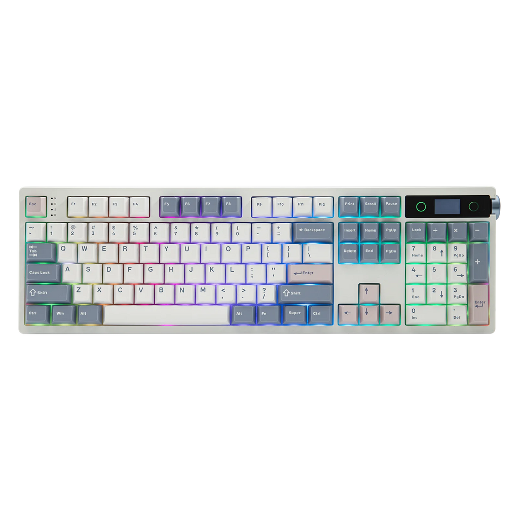 EPOMAKER TH108 PRO 100% Full-Sized Gasket-Mounted Wired/BT/2.4Ghz Wireless Mechanical Keyboard with Screen & Knob RGB Backlight