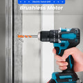 Podofo 21V Cordless Brushless Impact Drill Electric Screwdriver Power Tool with Battery Charger 2 Speed Gearbox 23 Torque Settings LED Light Rechargeable Drill Driver for Wood Metal Plastic DIY Repair