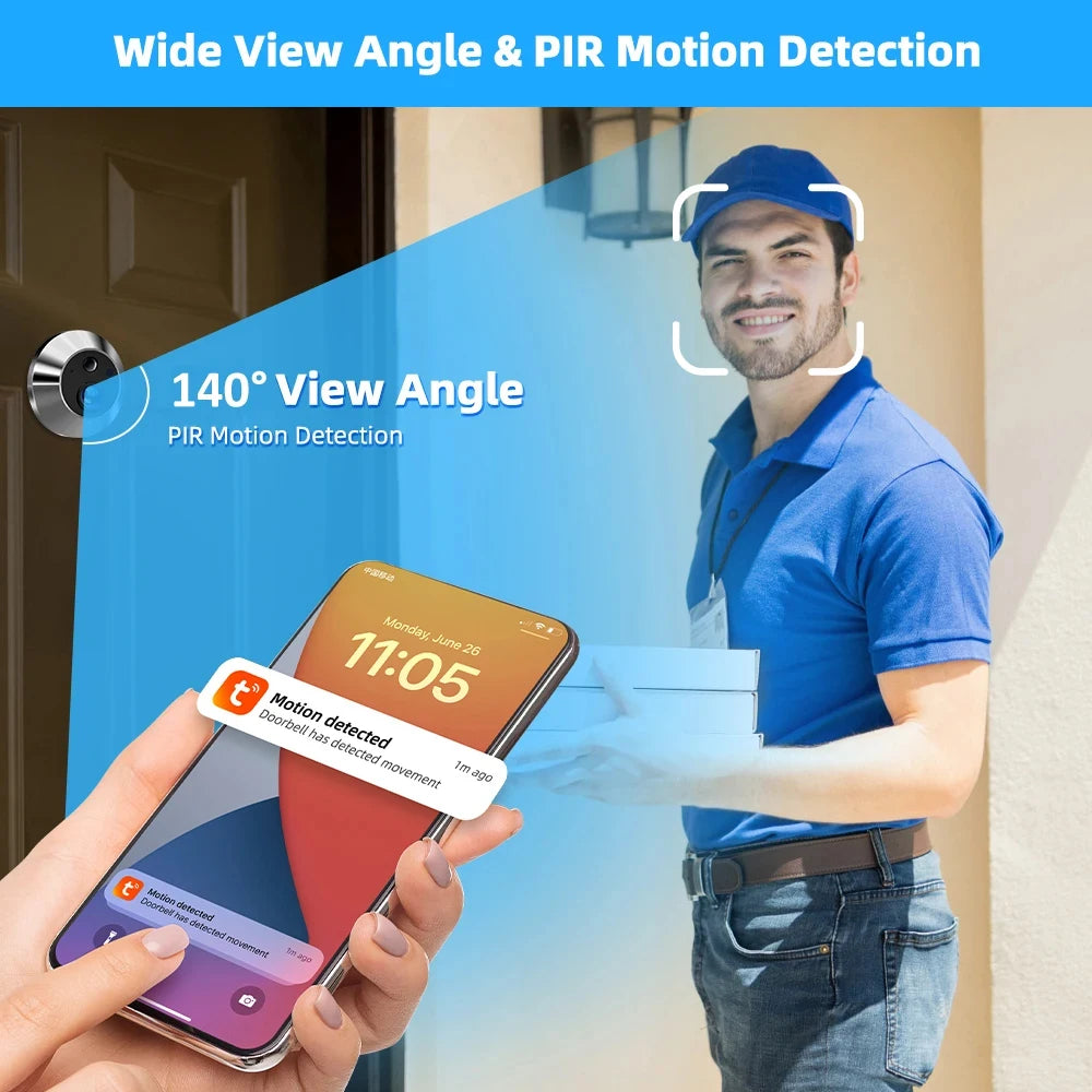 Digital Cat Eye Night Vision Video Doorbell Eye Camera 4.3'' Visual Peephole Camera PIR Surveillance Monitor Viewer Danmini S30