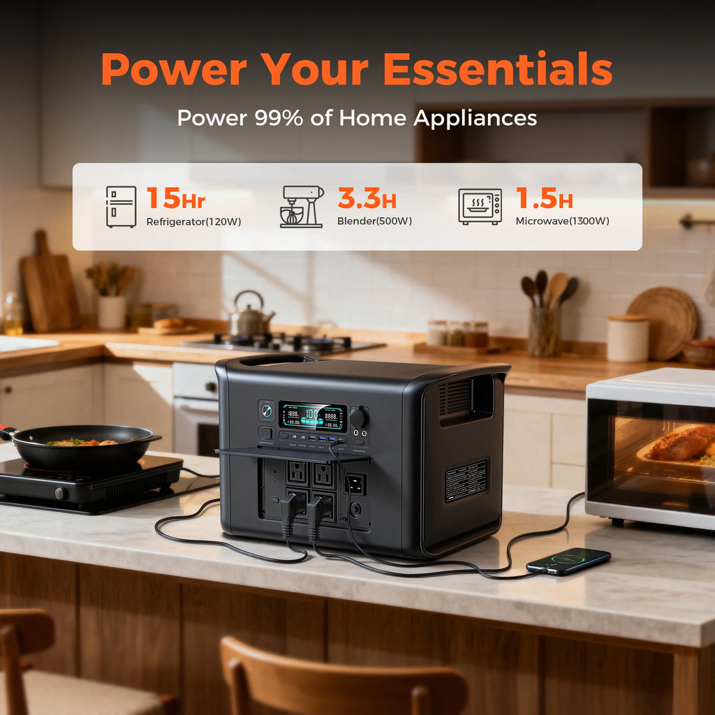 CTOLITY AP2000 2400W Portable Solar Generator 2048Wh LiFePO4 Battery Power Station AC Outlet Pure Sine Wave Emergency Power Supply for Camping Travel and Home Emergency Use