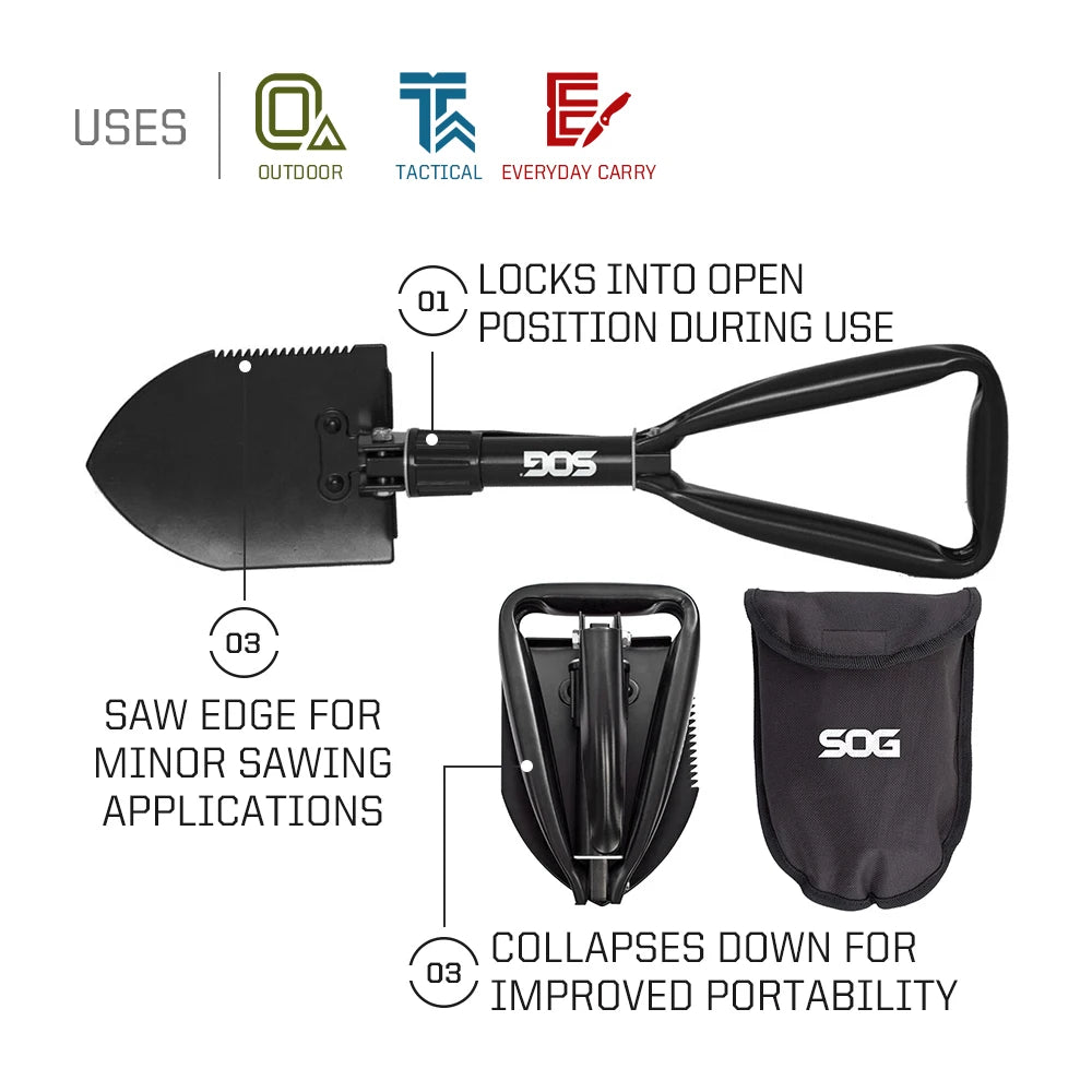 SOG Outdoor Survival Gear Multitool Gardening Entrenching Tools Tactical Folding Shovel Hand Tools Camping Equipments - F08-N