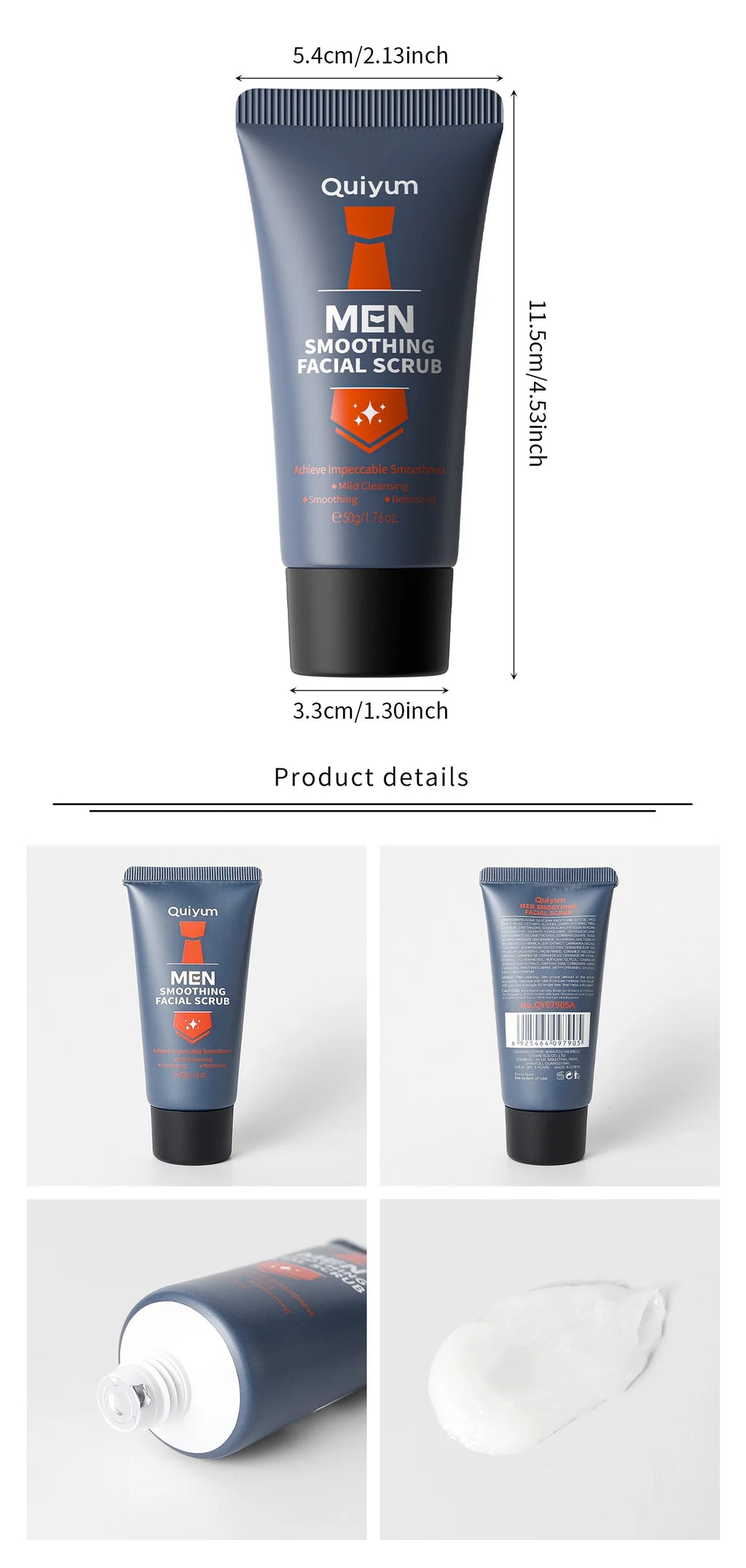 Mens Facial Scrub Exfoliator - Deep Pore Cleanser with Natural Extracts 50g Scrubs Treatments Tidesmit