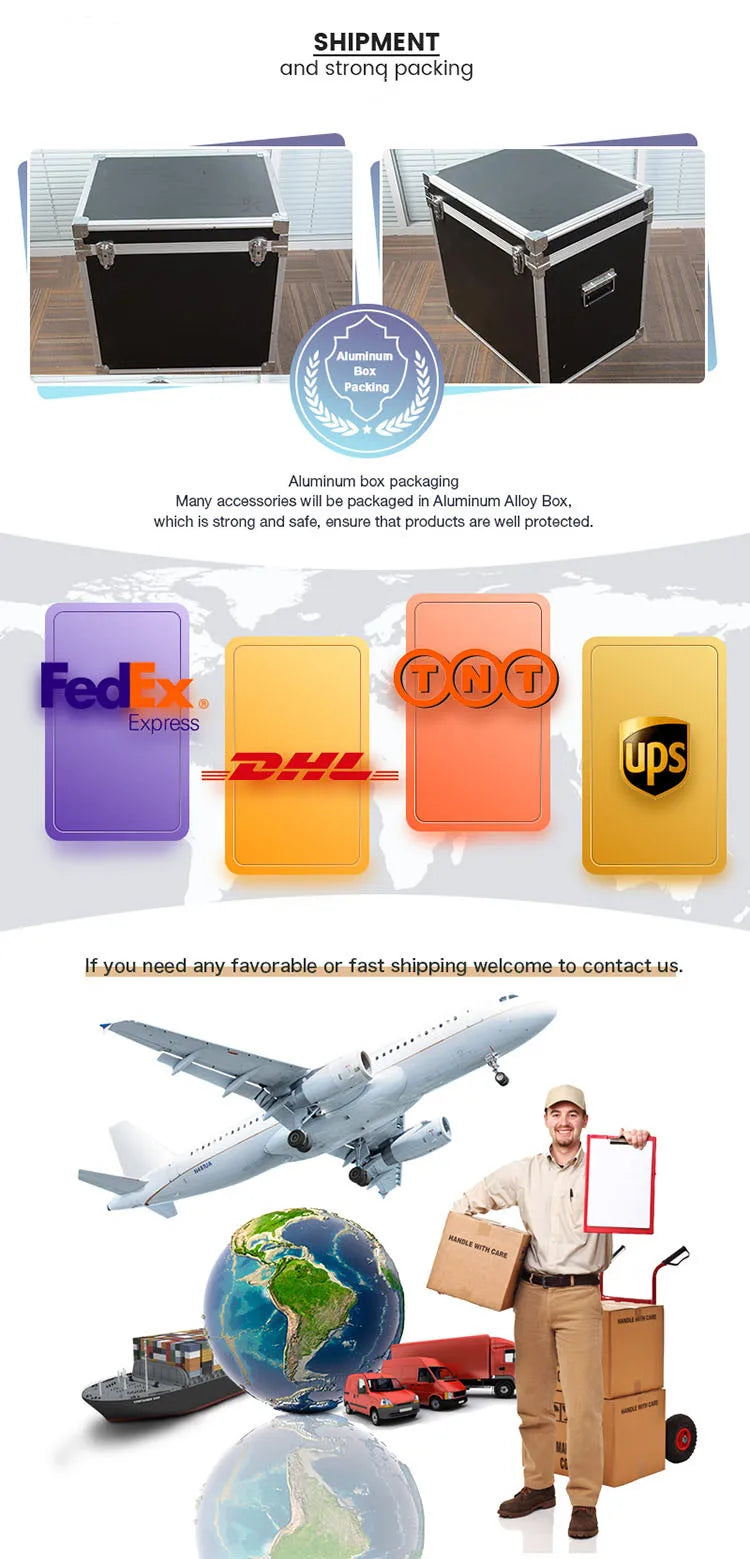 Safe shipping of EMS body sculpt machine in a secure, durable black aluminum alloy flight case.