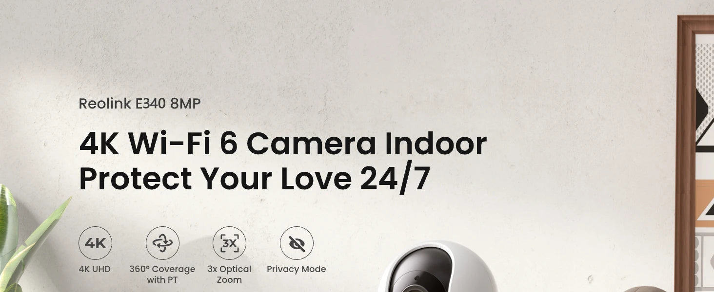 REOLINK 5MP WiFi Security Camera Person/Pet/Crying Detection Indoor Baby Monitor 2 Way Audio PT Auto Tracking IP Camera E1-Pro