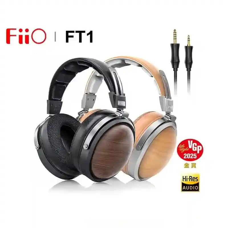 FiiO FT1 Closed-Back Over-Ear Headphones with 60mm Wood Driver Tidesmit