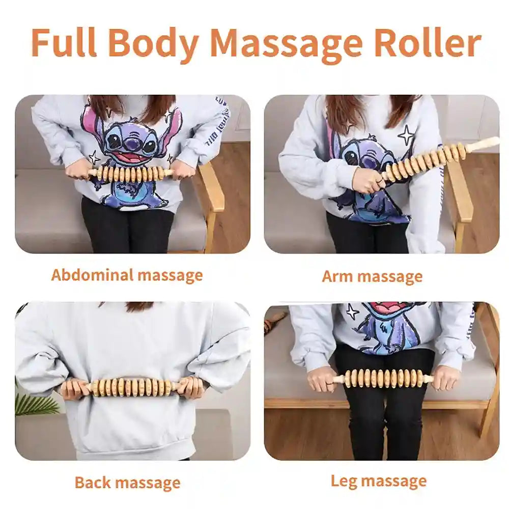 Wooden Massage Roller for Cellulite Reduction - 12 Round Model Massage Roller Tidesmit
