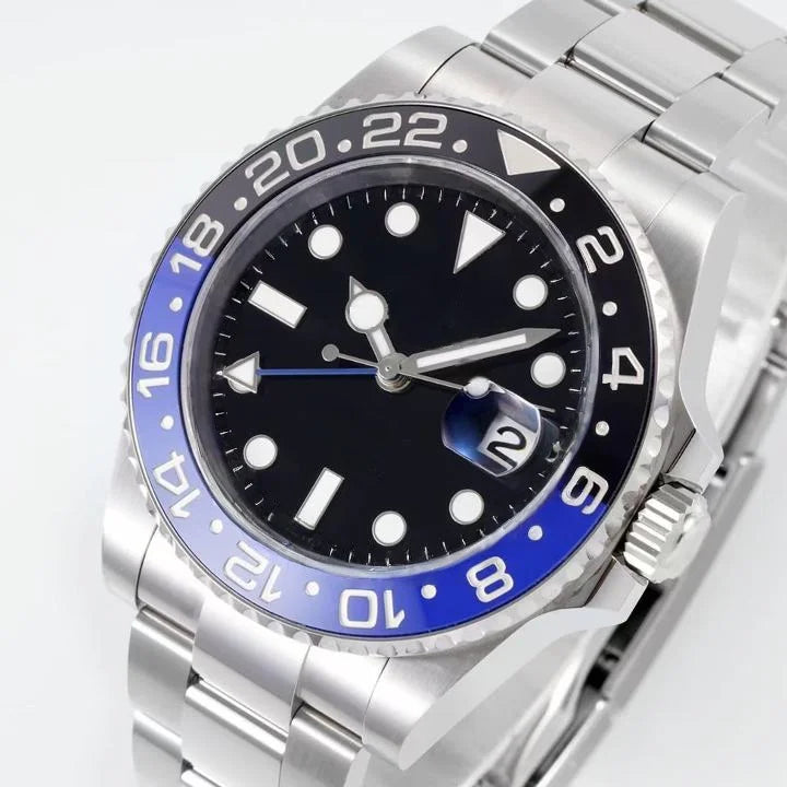 Luxury Men's Mechanical Watches Blue Black Ceramic GMT Stainless Steel Sport Waterproof Mens Watches Luxury Automatic for Men