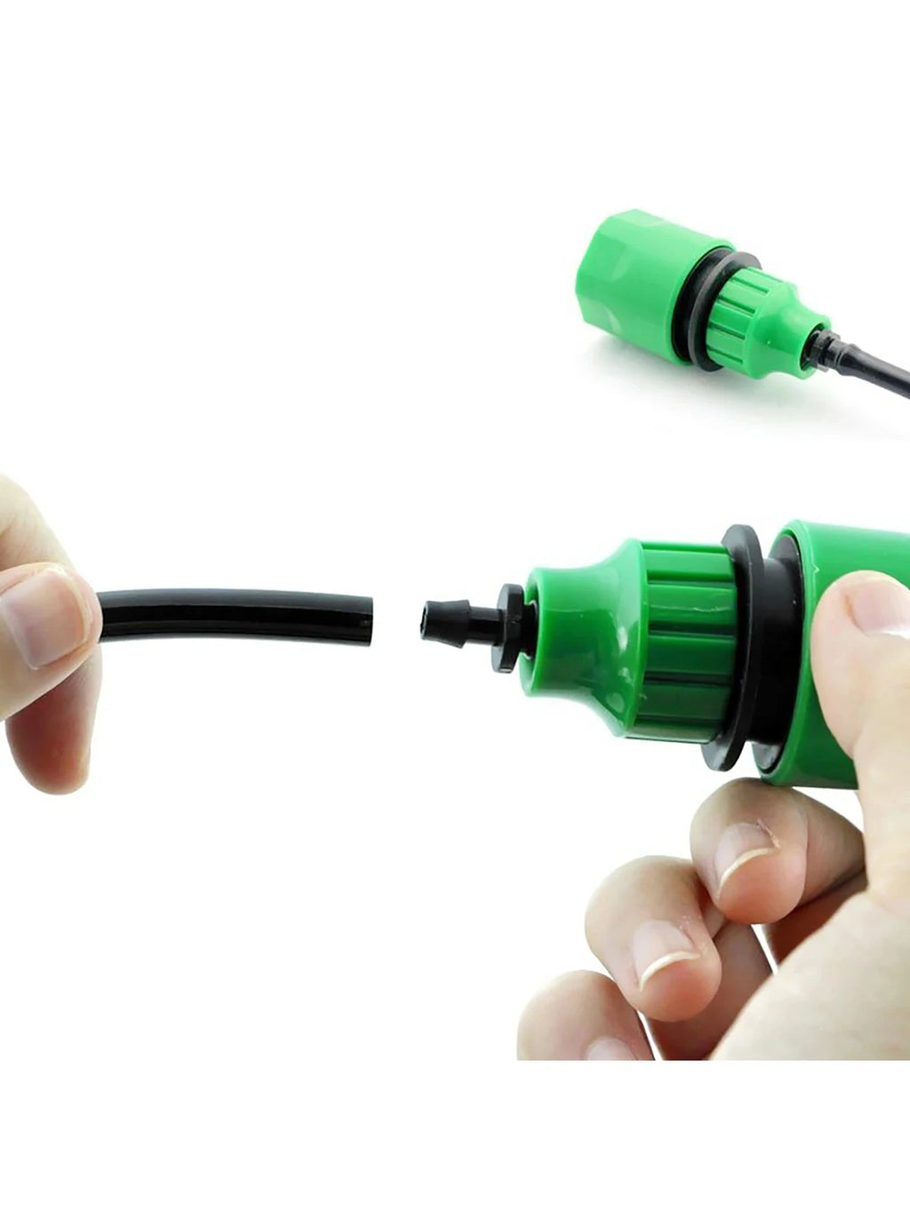 2Pcs Quick Coupling Adapter with 1/4 (ID 4mm) or 3/8'' (8mm) Barbed Connector for Irrigation Garden Watering Gardening Tools