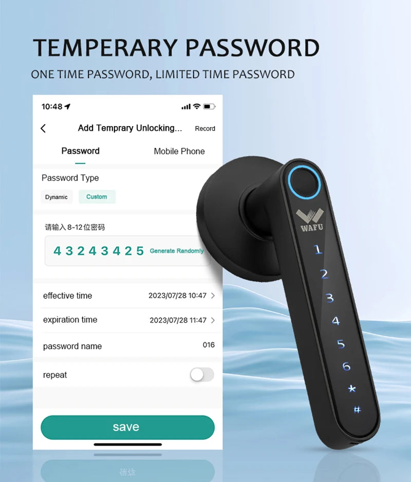 WAFU 016 Fingerprint Smart Lock Password Handle Bed Room Lock Tuya Bluetooth Password Door Lock Zine For Home Hotel