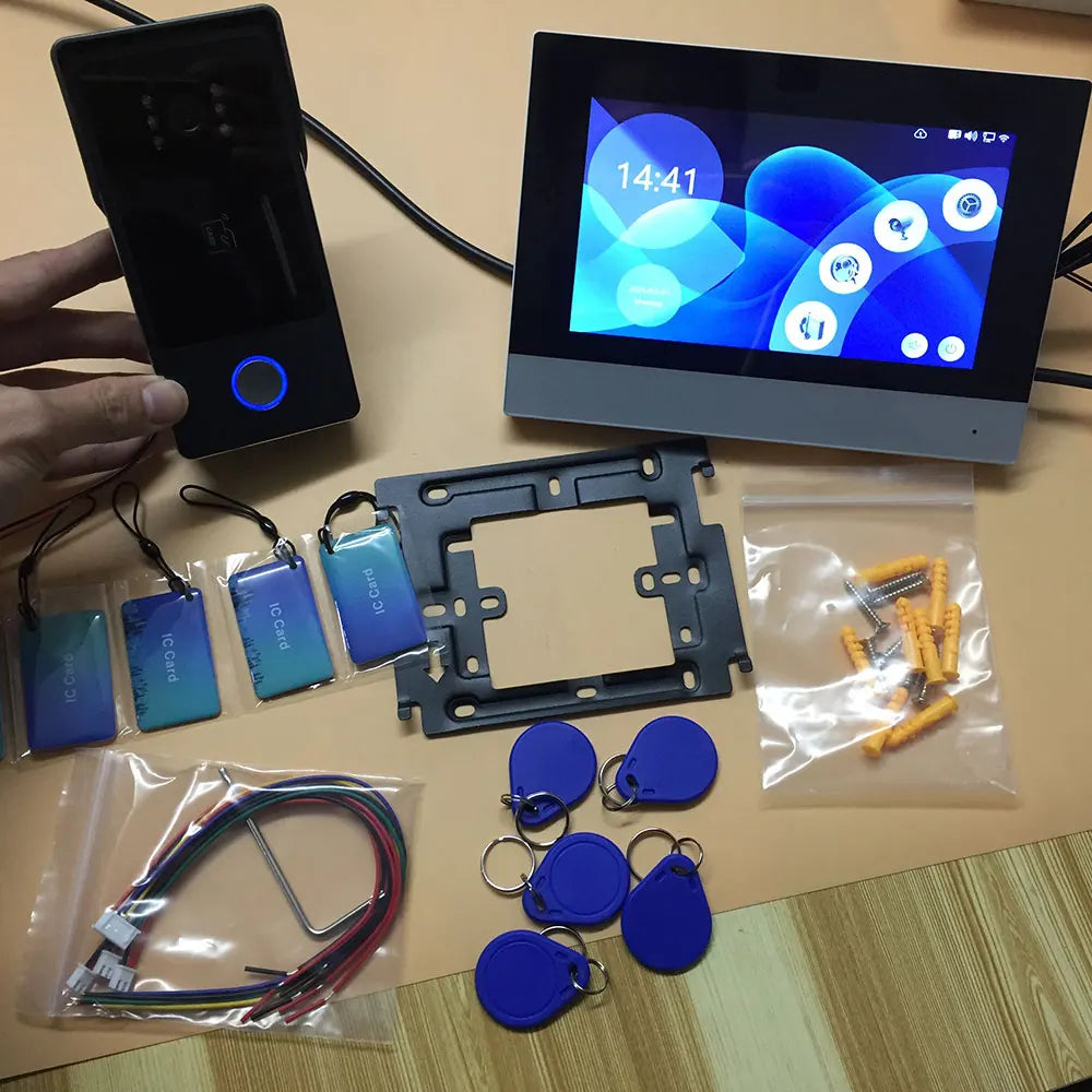 New Tuya Smart 2-wired Doorbell Wifi Video Intercom System with APP Remote IC Card Unlock 1080P 7inch Touch Screen