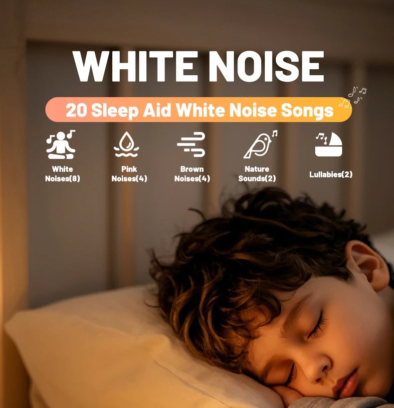 Mini Cute Rabbit White Noise Machine LED Night Light 20 Soothing Baby Music Sleep Aid Silicone Clap Lamp for Kids & Children