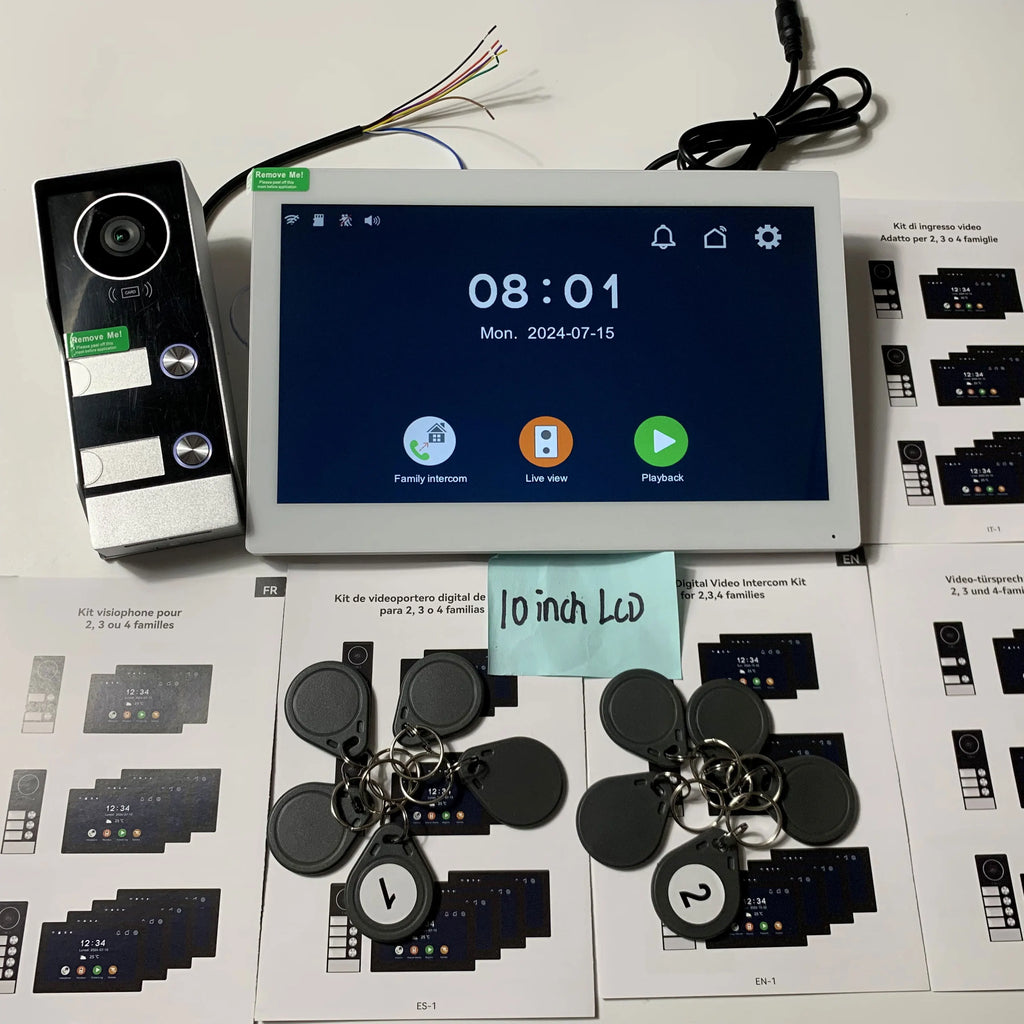 New 10 Inch Wifi Video Door Bell Intercom System with RFID Doorbell Camera Family Multi Nits Apartment Video Door Phone Intercom