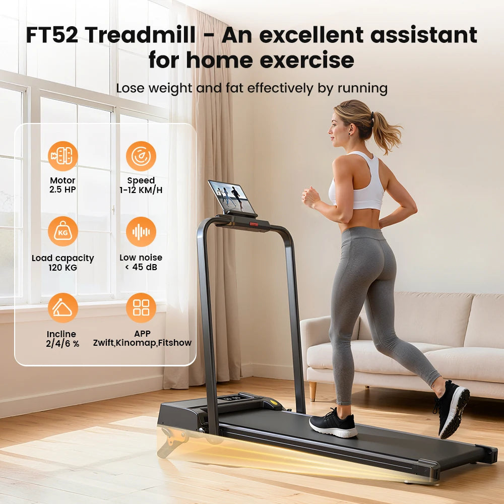 Formill FT51/FT50/FT52 Treadmill 2 In 1 Walking Running Treadmill 0.75-2.5HP Foldable Under Desk Treadmill38*95cm Running Area With Armrest LED Display Oil Drip Hole Indoor Home Gym Exercise Machine