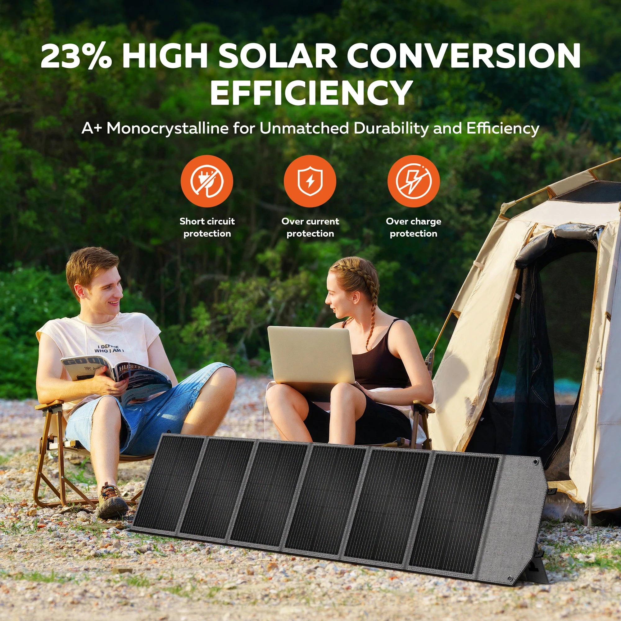 CTOLITY AP2000 2400W Portable Solar Generator Kit with Solar Panel 200W 2048Wh LiFePO4 Battery Power Station, AC Outlet, and Pure Sine Wave Emergency Power Supply for Camping Outdoor and RV Use