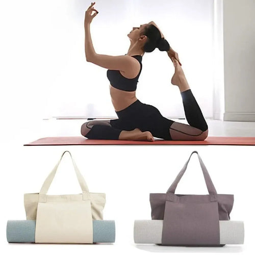 Yoga mat canvas bag for smart yoga mats, portable large capacity shoulder carrier for gym and fitness gear.