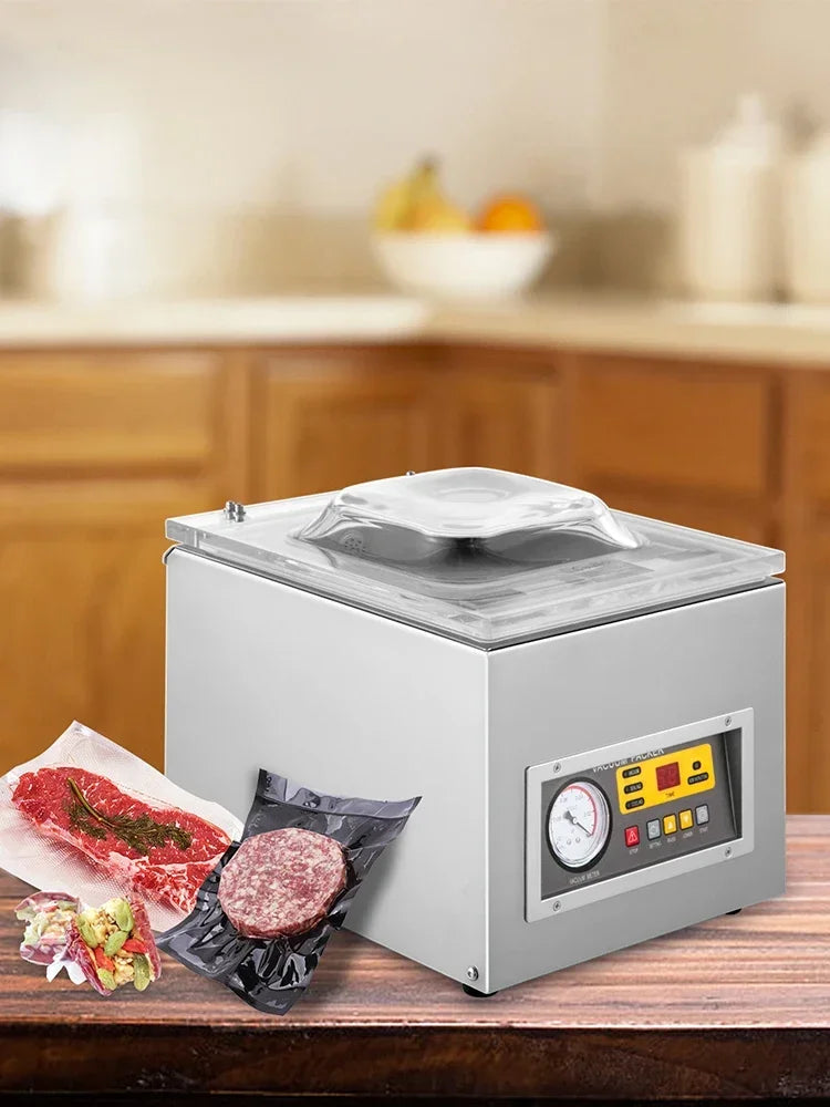 SIHAO Vacuum Packing Machine DZ-260C Chamber Vacuum Sealer with 12.6" Sealing Length for Foods Meats Applied in Kitchen