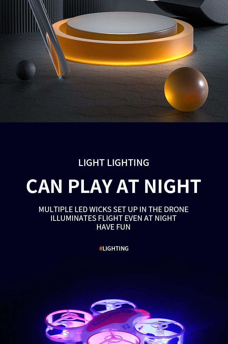 Mini Drone With Lights For Kids - Obstacle Avoidance UFO Quadcopter Tidesmit
