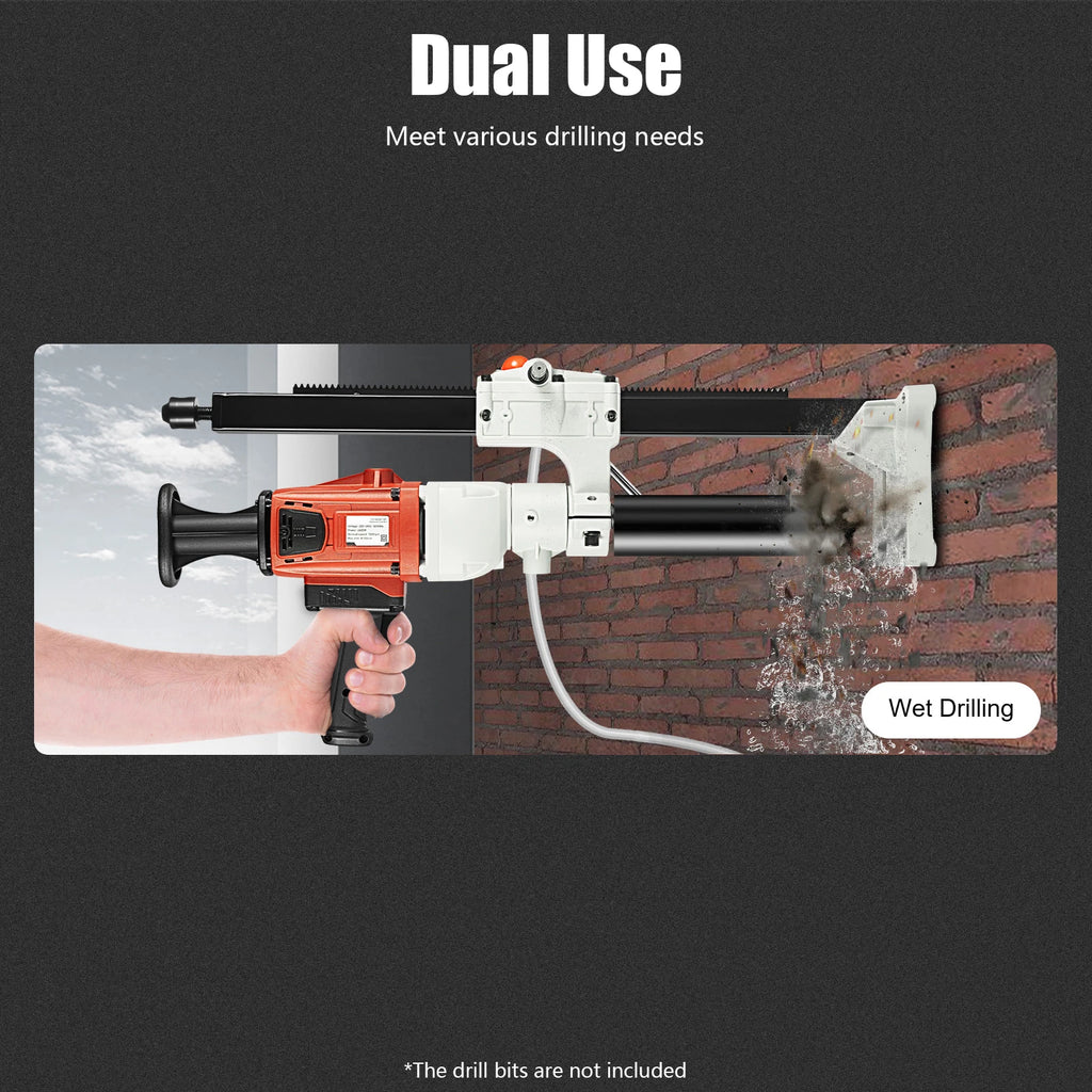 2200W Vertical Handheld Dual Use Diamond Core Drill CD-S2200-180A EU 220V 1200RPM Copper Water Seal Max 180mm Drilling Diameter Adjustable Bracket Red Concrete Wall Drilling Industrial Construction Power Tool
